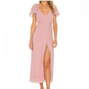 Women’s Privacy Please Pink Gingham Wrap Maxi Dress wedding guest small  girly